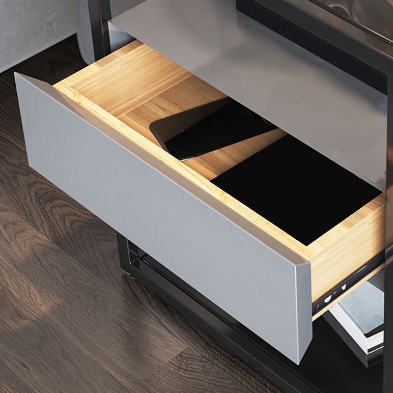 21 Inch H Night Table Open Storage Metal Glass Top Shelf Included Nightstand