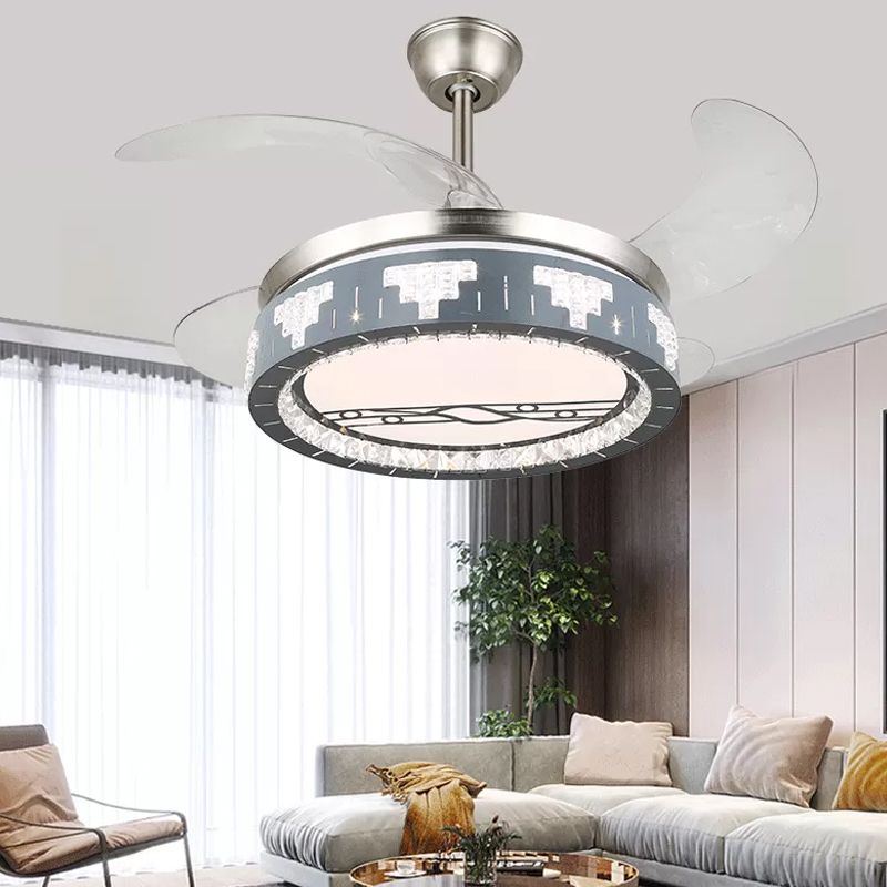 Crystal Crystal Crystal Round Pendant Light Modernity Modernity LED Silver Semi Mount Éclairage, 19 "de large