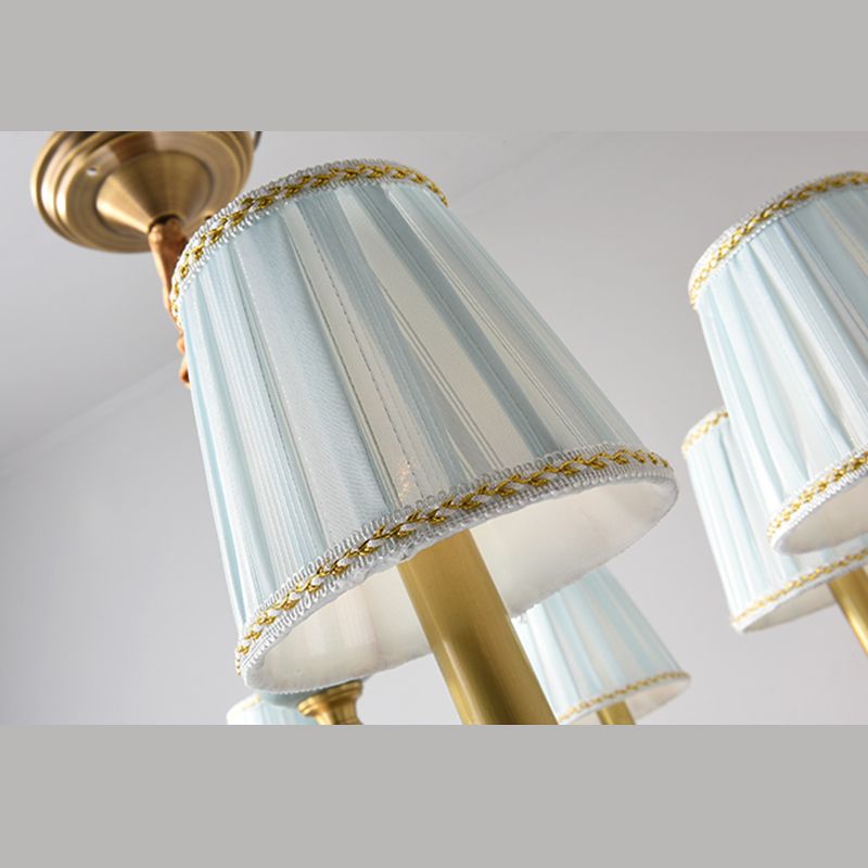 Tapered Chandelier Light Fixture Traditional Fabric Shade Pendant Lighting for Restaurant