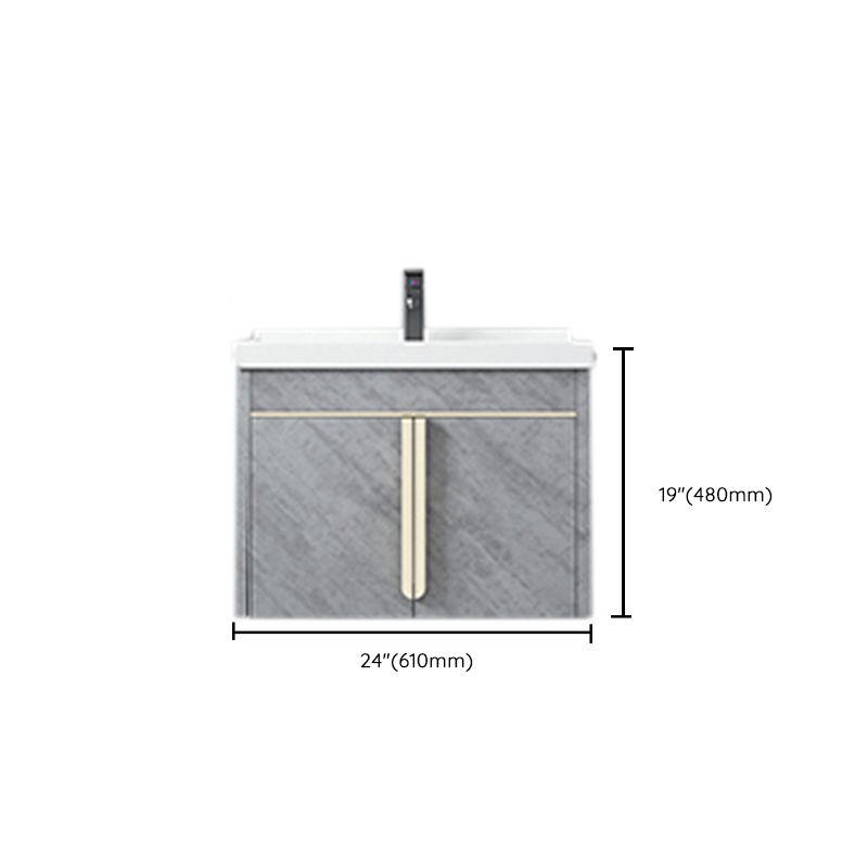 Glam Sink Vanity Wall-Mounted 2 Doors Rectangle Single Bathroom Sink Vanity with Mirror