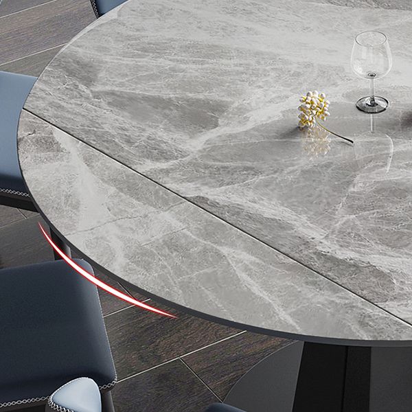 Contemporary Round Dining Table Sintered Stone Dining Table with Pedestal Base