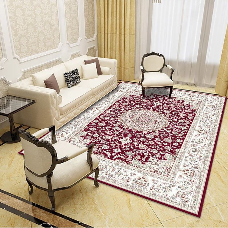 Moroccan Florentine Tile Carpet Polyester Area Rug Stain Resistant Rug for Home Decoration