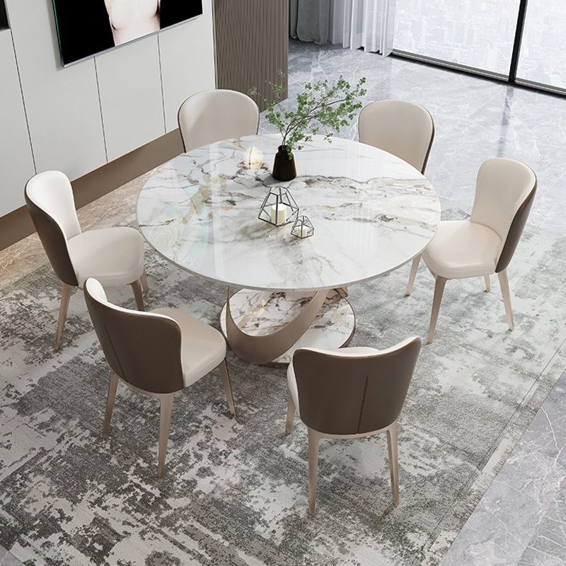 1/4/5/7 Pieces Stainless Steel Dining Table Set with Sintered Stone Top Modern Dinette Set