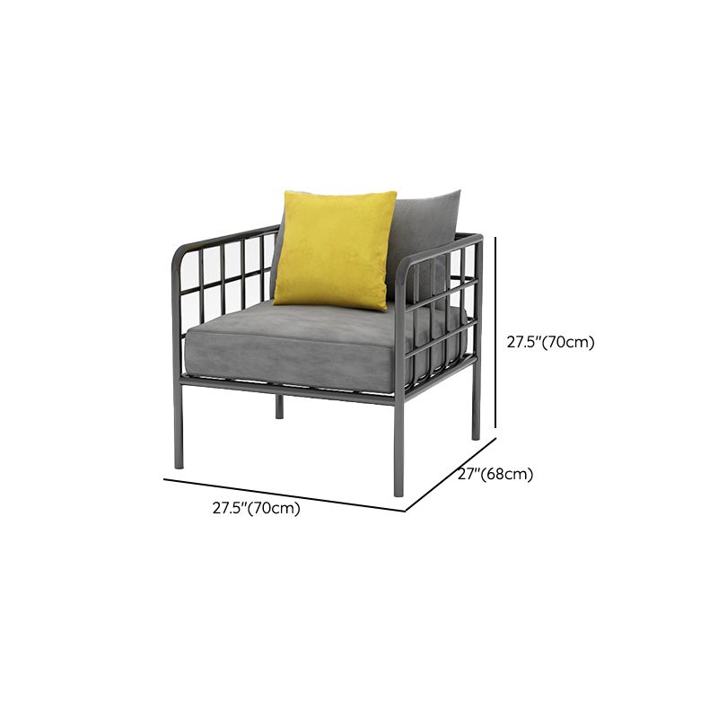 Contemporary Metal Square Arm Sofa Fabric Cushions Sofa for Living Room