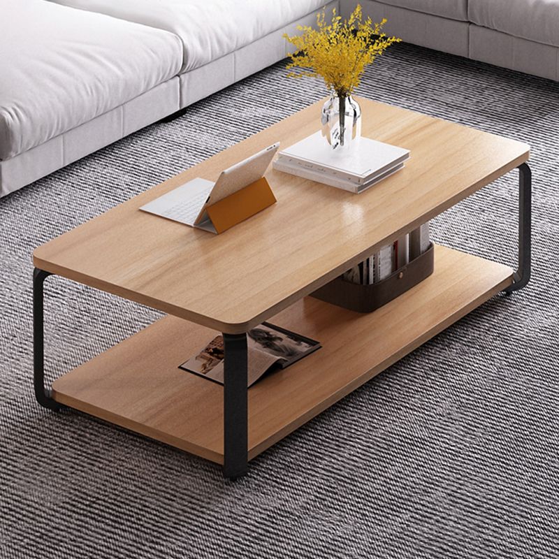 Nordic Rectangular Accent Table 18"H Coffee Table in White/Natural Finish