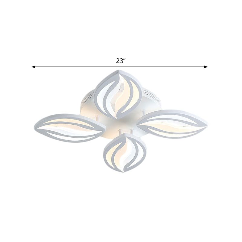 4/6 luces LED de techo de al ras del dormitorio LED con tono acrílico de hojas Luz de montaje de montura de color blanco en luz cálida/blanca/natural