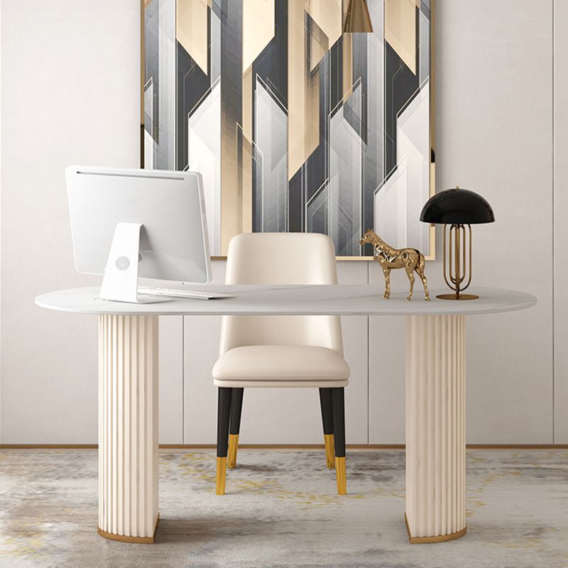 Contemporary Office Desk Mirrored Oval Laptop Table for Office