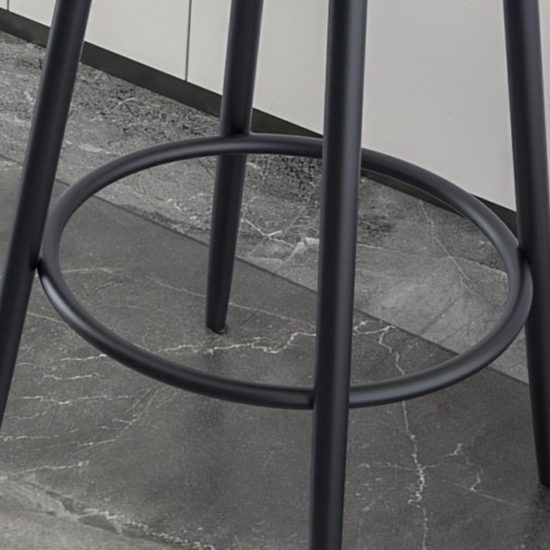 Modern Armless Backrest Counter Stool Iron Cashier Bar Stool with Velvet Cushion and Pedal