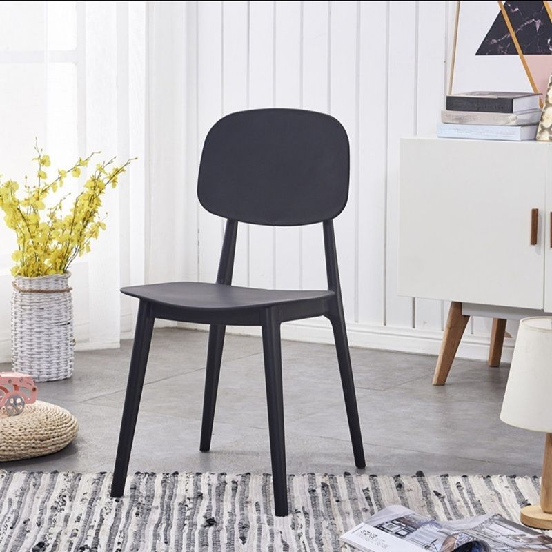 Scandinavian Open Back Dining Chair Plastic Armless Dining Side Chair