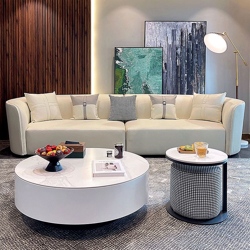 Stain-Resistant Modern Faux Leather Sofa/Sectional Pillowed Back Cushions