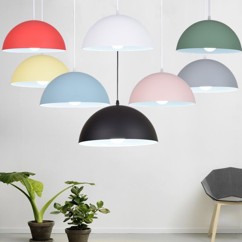 Metal Bowl Shade Hanging Lights Modern Macaron Style 1 Light Hanging Mount Fixture for Supermarket