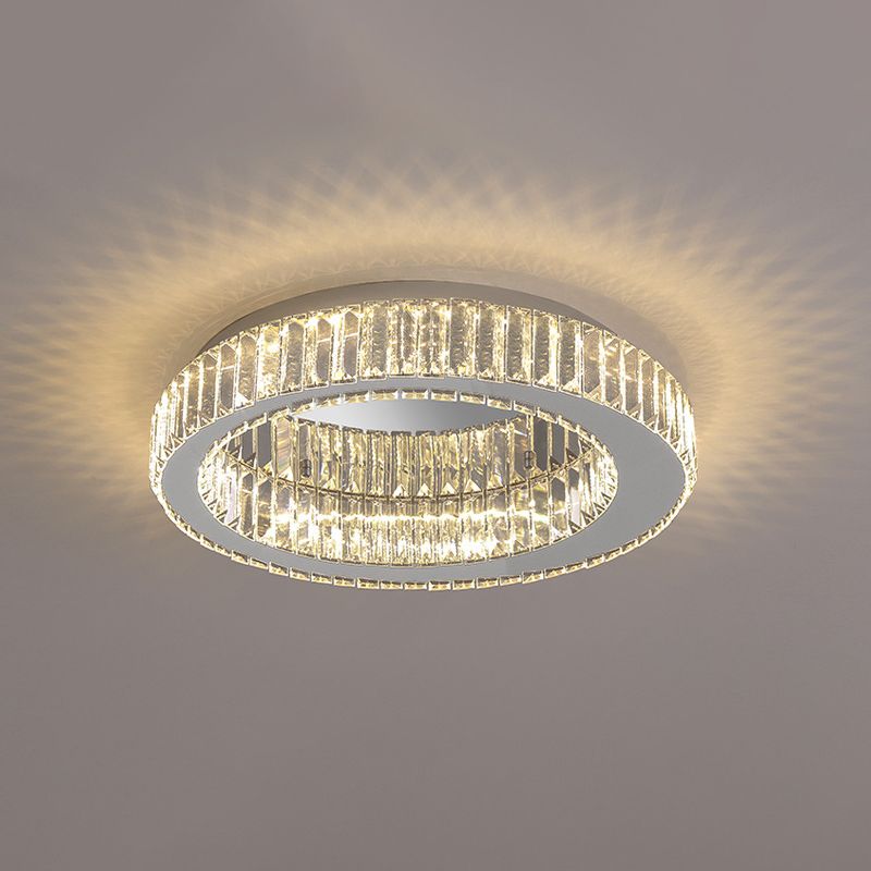 Sliver Crystal Circular Flush mount Ceiling Lamp Modern Style LED Flush Mount Lighting for Bedroom