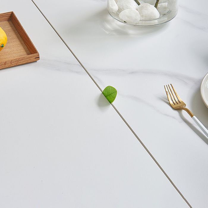 Rectangle Extendable Stone Dining Site Table Traditional Luxury Dinette Table for Home