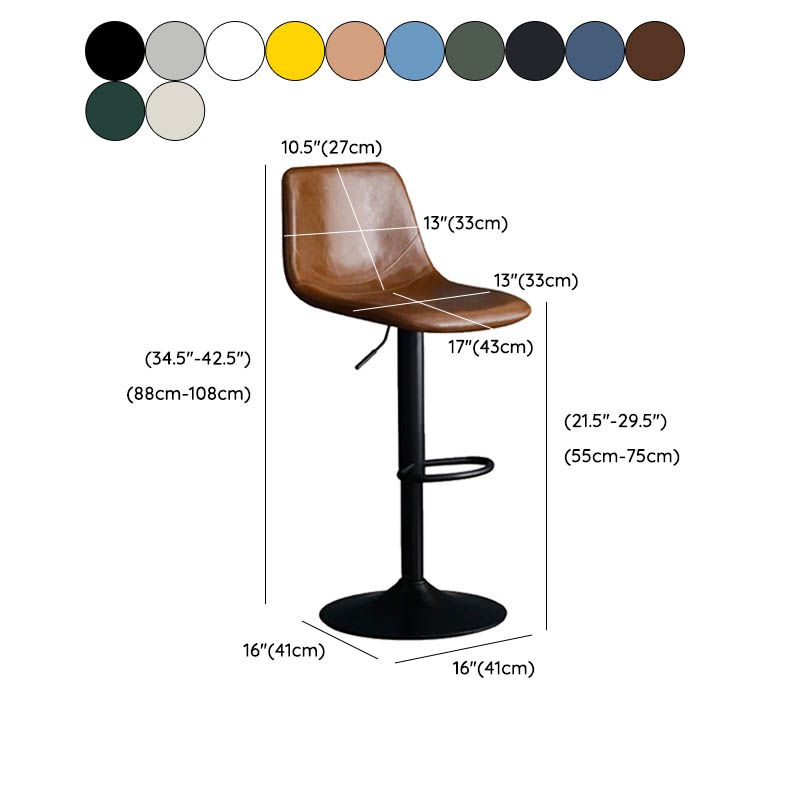 Modern Style Adjustable Backrest Counter Stool with Leather Cushion and Metal Base