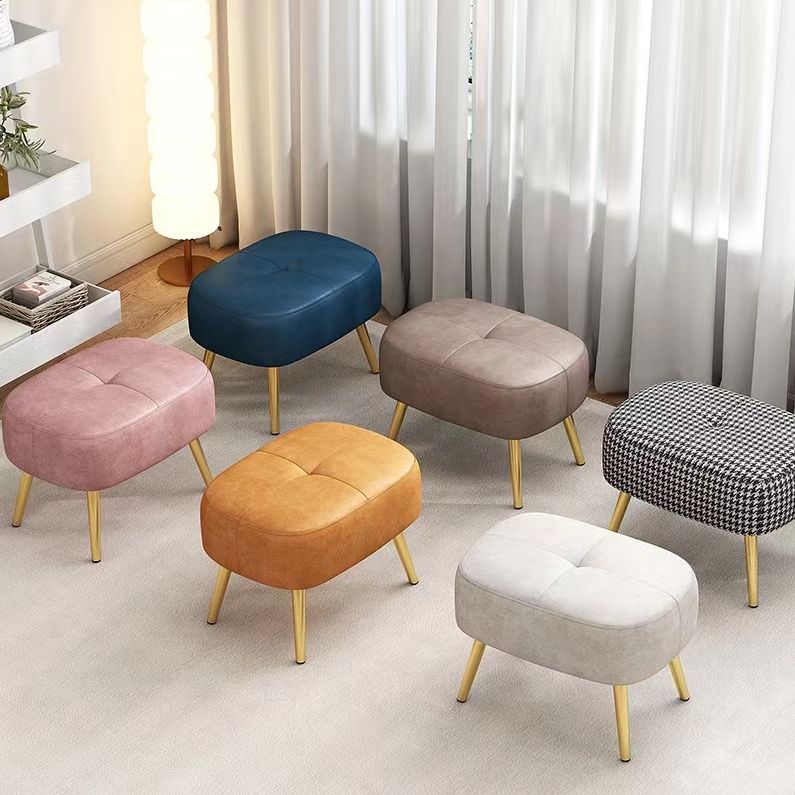 Solid Color Leather Standard Stool Modern Style Simple Household Rectangular Stool