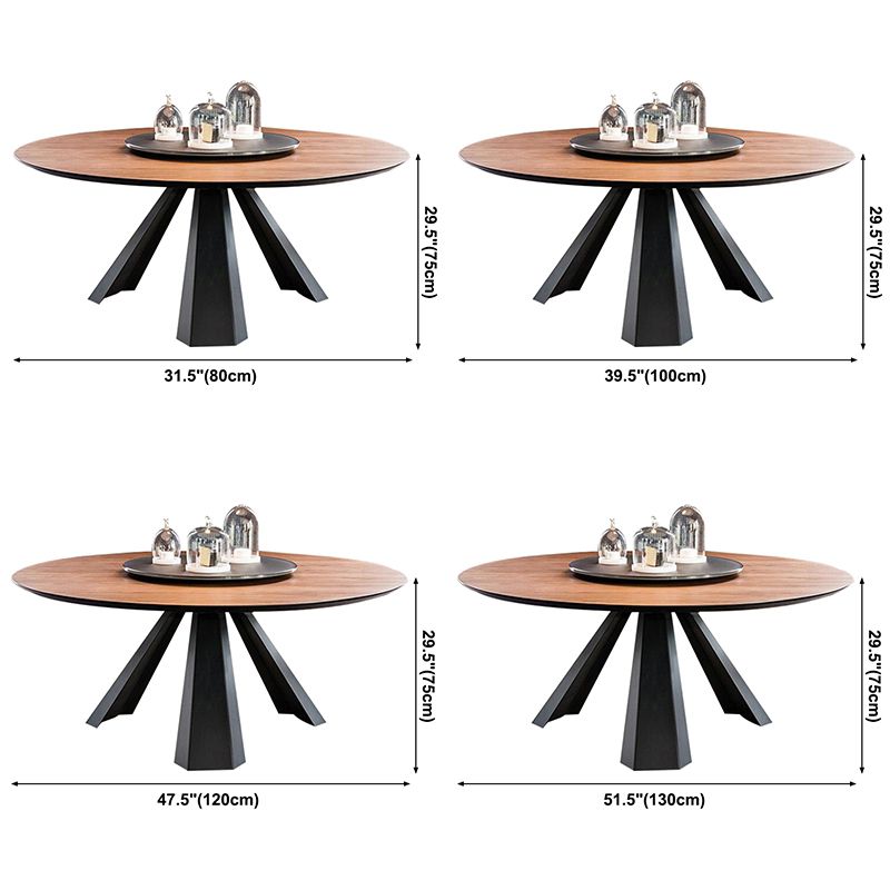 Round Shape 3 Legs Modern Dining Table Wood Color Fixed Table of Solid Wood