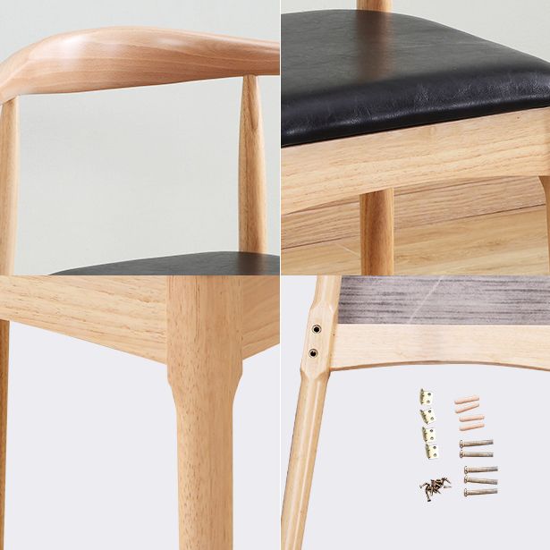 Chaise d'appoint scandinave à dossier ouvert, chaise de salle à manger rembourrée en bois