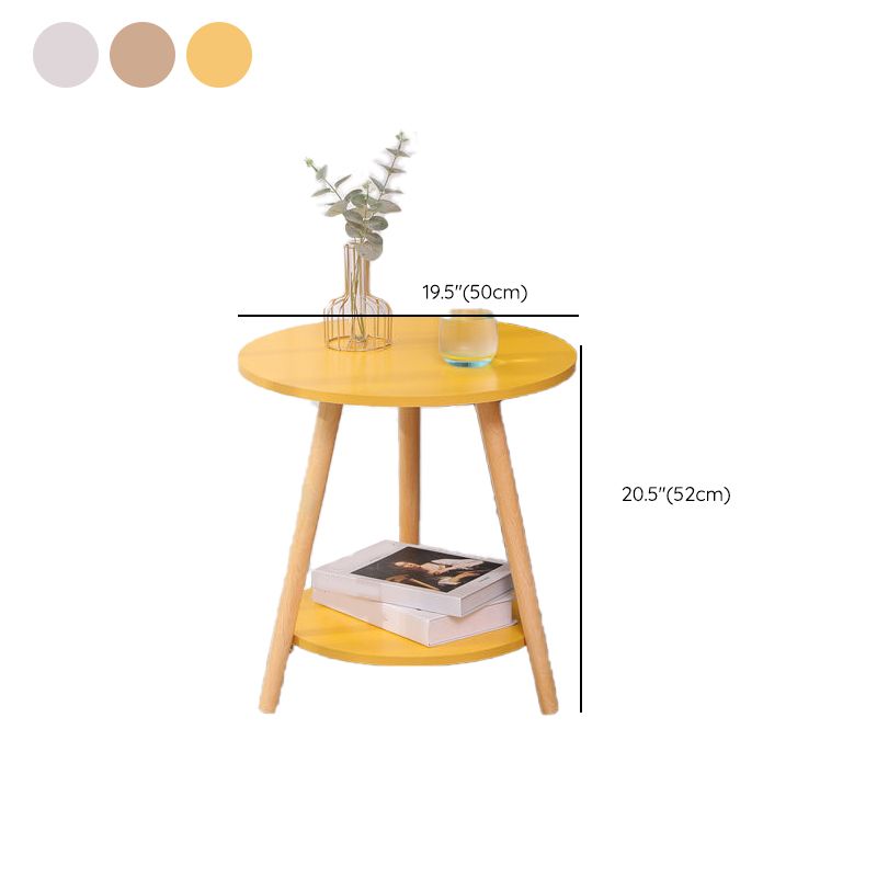 Modern 3 Leg Corner Table Round Solid Wood Side End Table for Living Room