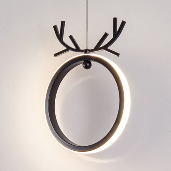 Nordic Style Iron Ceiling Lamp Geometry LED Pendant Light with Antlers for Bedroom