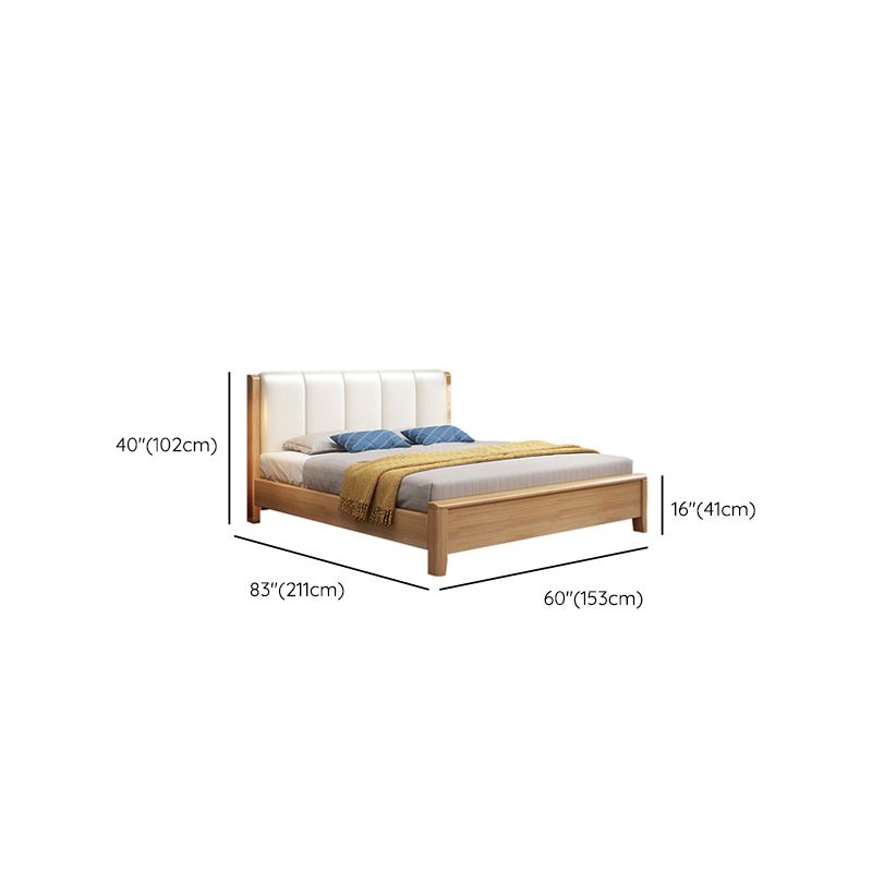 Rectangular Modern Panel Bed Solid Wood Standard Bed with Headboard
