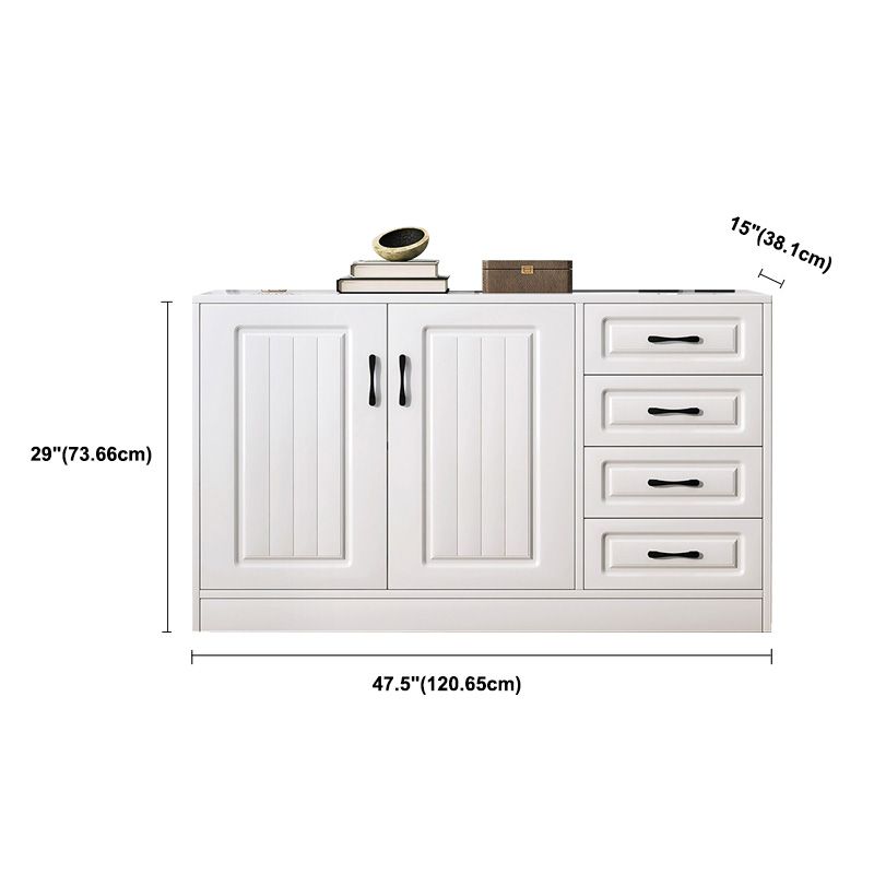 White Storage Chest Modern Style Wooden Storage Chest Dresser with Drawers and Doors