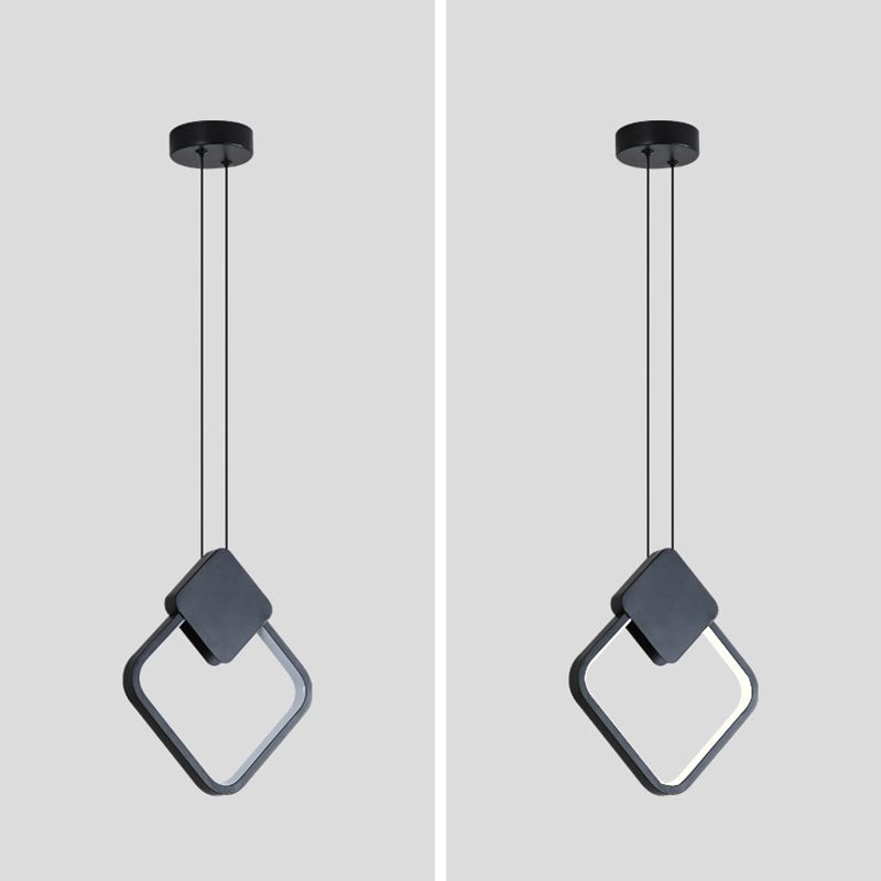 Moderno ciondolo rettangolare da 20 w camera da letto leggero soggiorno a led in alluminio nero