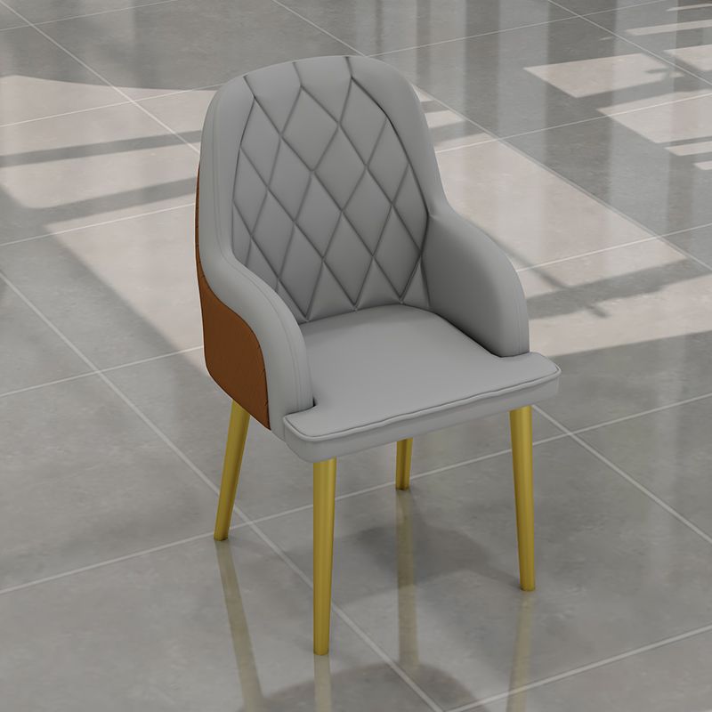 Scandinavian Design Leather Dining Chairs Solid Back Arm Side Chair for Kitchen