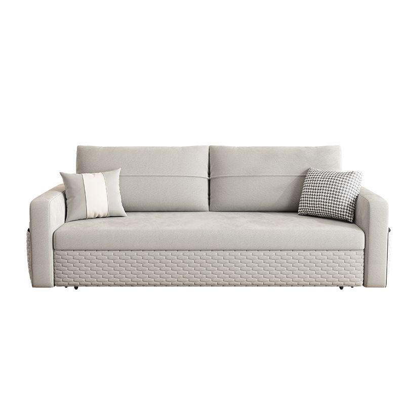 Metal Frame Sleeper Sofa Light Gray Square Arms Sofa Bed with Upholstered, 32.28" Wide