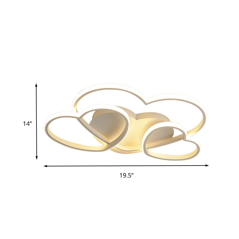 Lámpara de techo LED empotrada en forma de corazón, acrílico nórdico, blanco/rosa/dorado, montaje empotrado en techo para habitación de niños, 19,5 "/23,5" de ancho