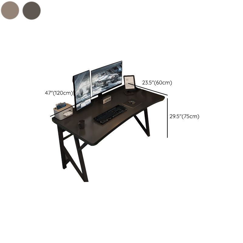 Contemporary Computer Desk Rectangular Antique Finish Desk with Metal Legs