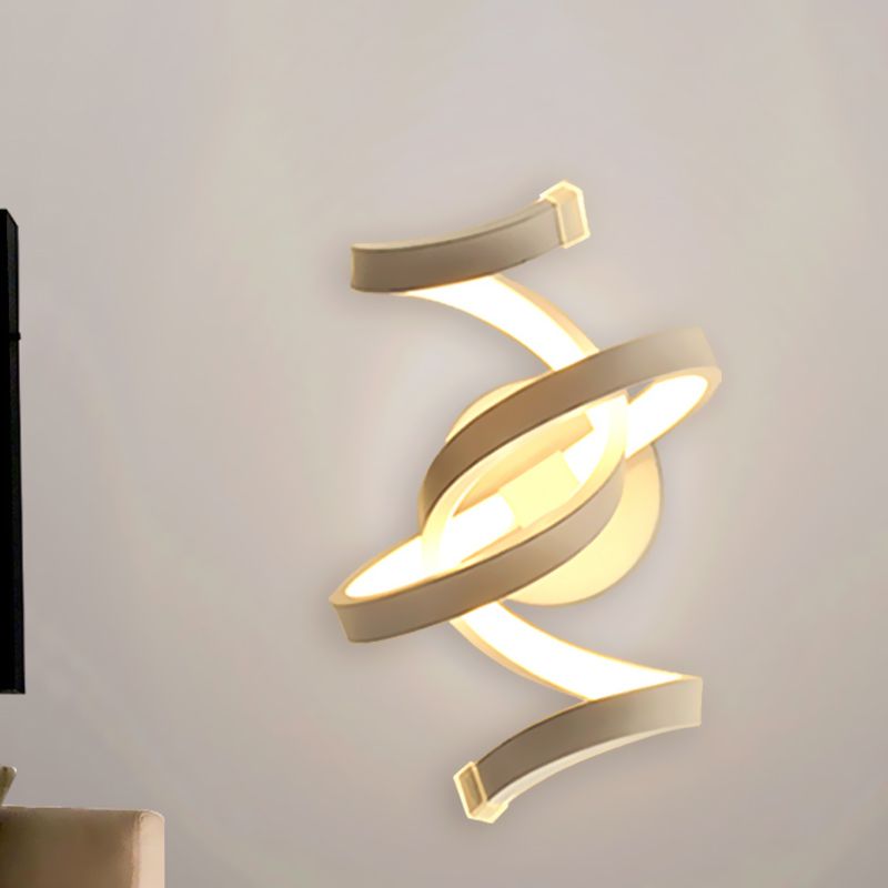 Ivory Ribbon Wall Light Sconce Minimalism LED Acrylic Wall Mounted Lighting for Bedroom