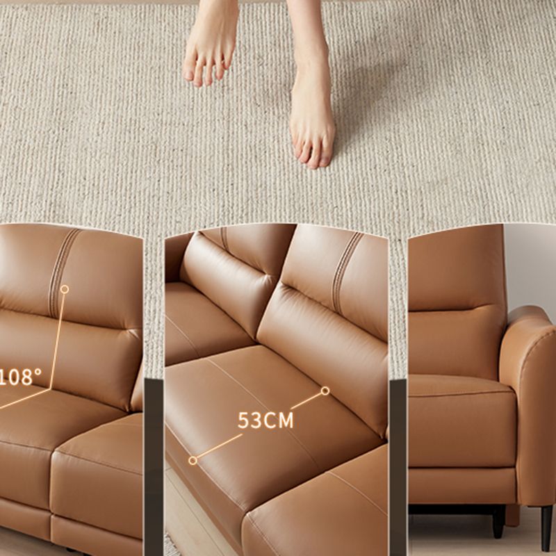 Genuine Leather Flared Arm Sectional -Contemporary Power Recliner Sectional Couch