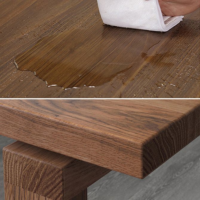 Solid Wood Contemporary Rectangular Dining Table Wood Top Table with Sled Base