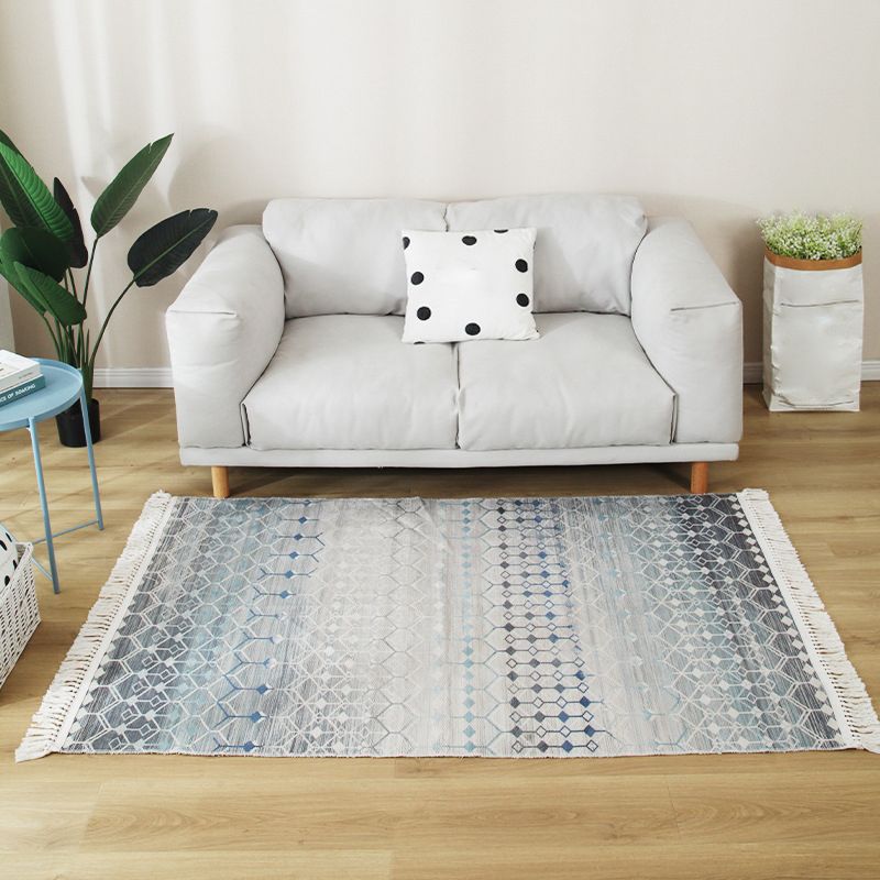 Stijlvolle boho chic tapijt multicolor geometrisch vloerkleed machine wassen tassel-getrimde tapijt voor huis