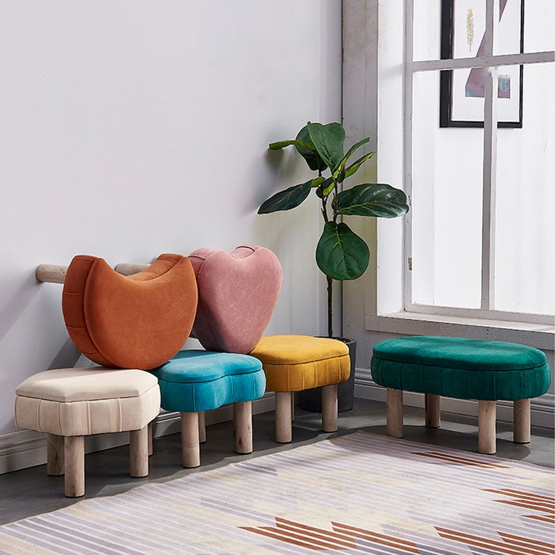 Solid Color Fabric Standard Stool Modern Simple Unique Shape Upholstered Footstool