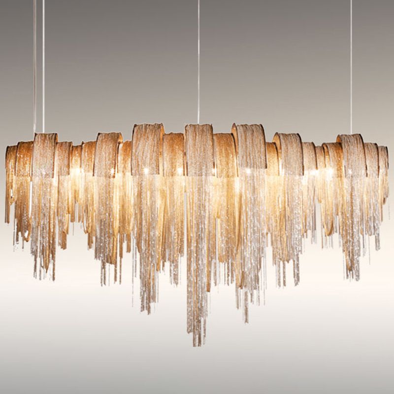 Aluminum Tassel Chain Island Pendant Lighting Postmodern Style 4/6Bulbs Ceiling Light