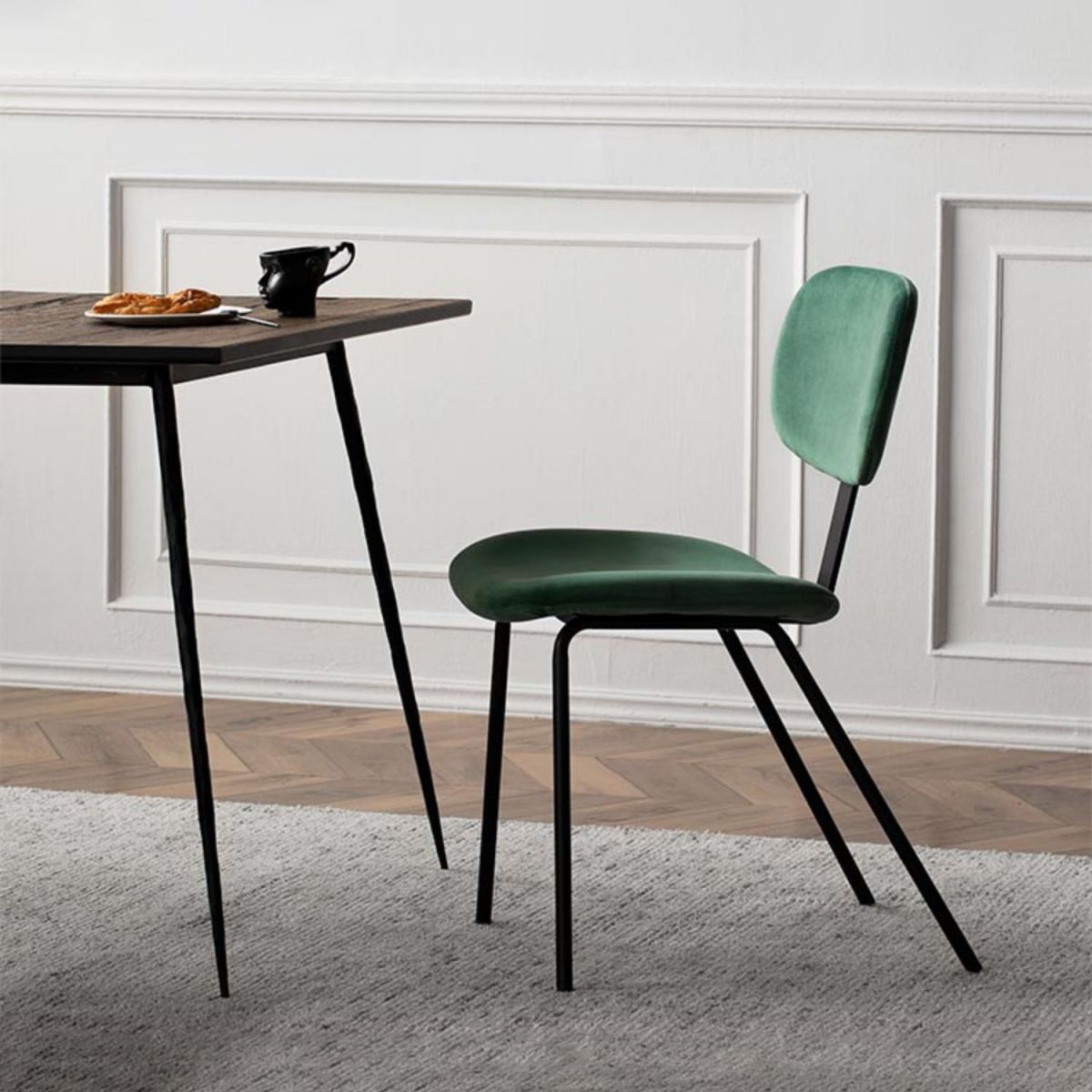 Contemporary Kitchen Side Chair Velvet Armless Dining Chairs