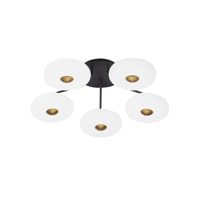 Modern Stylish Donut Semi Mount Lighting Acrylic Sitting Room LED Flush Ceiling Light in Black-White