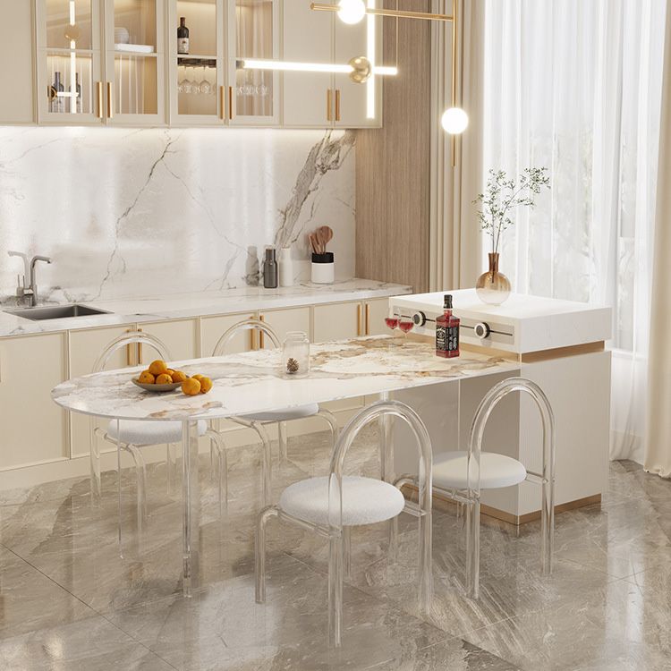 Modern Dining Table Sintered Stone Table with Acrylic Legs for Home Use