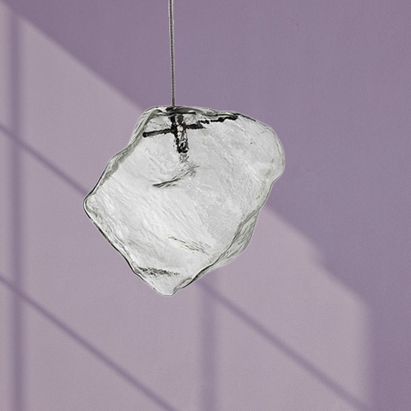Ice Hanging Ceiling Light Minimalist Clear Glass 1 Light Dinging Room Pendant Lamp