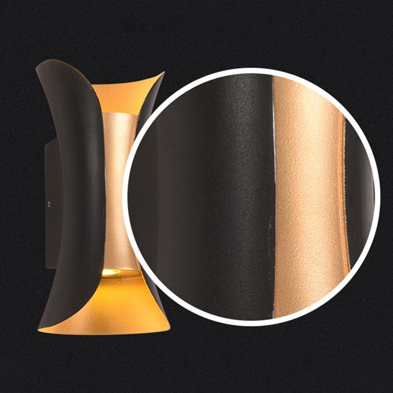 Luces de apliques de pared de 2 luces Estilo moderno Lámpara de pared de aluminio en negro y dorado