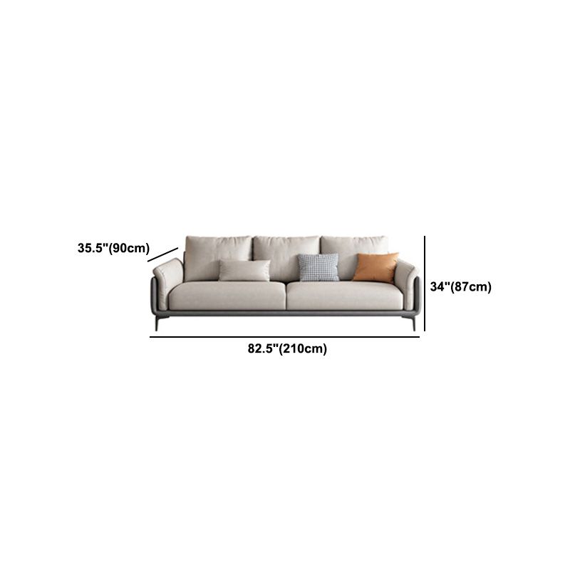 Faux Leather Stain Resistant Contemporary Sofa Couch in Beige