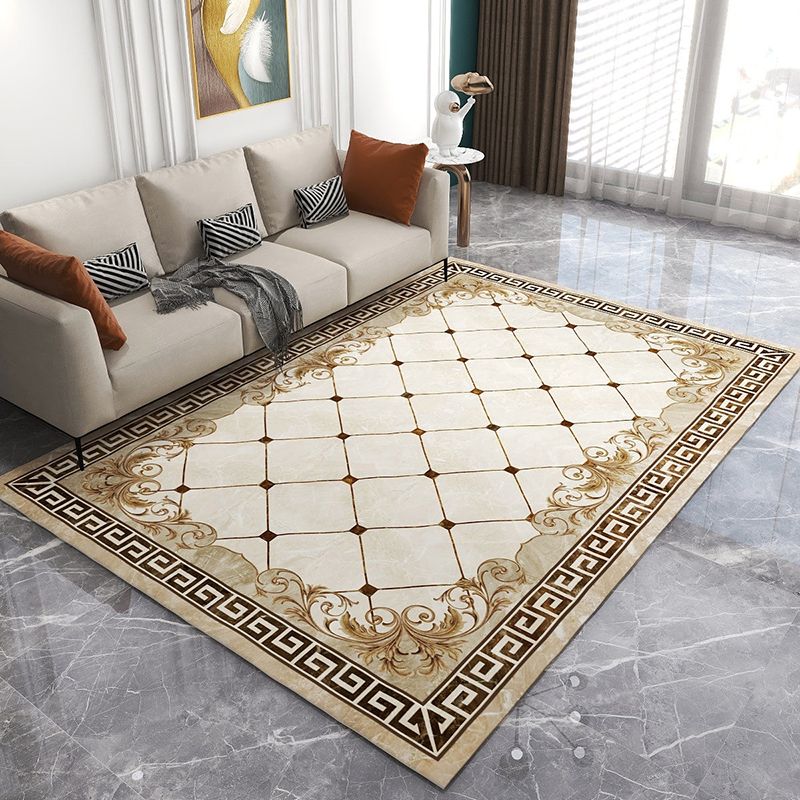 Solid Color Luxe Area Carpet Polyester European Printing Indoor Rug Easy Care Carpet for Living Room