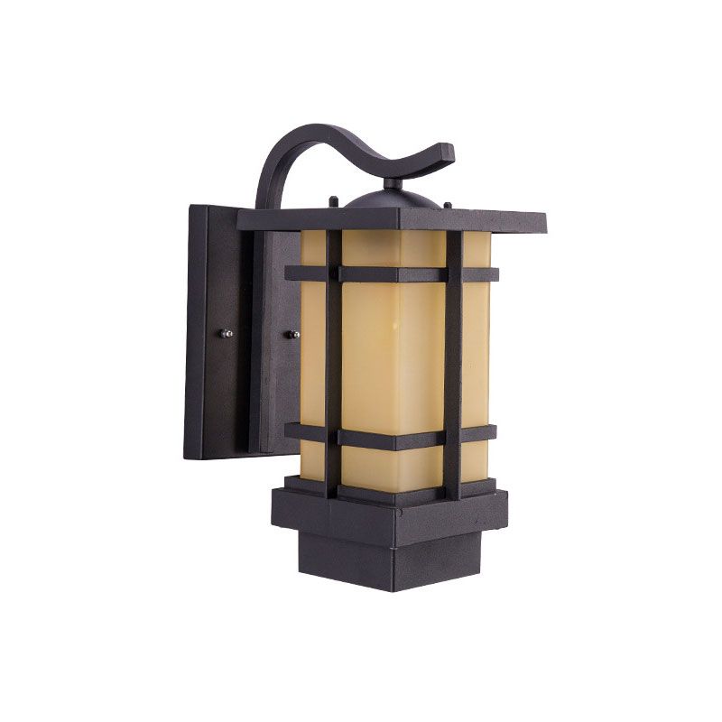 Glass Rectangle Shade LED Wall Lighting Rustic Outdoor Wall Light Fixture in Black