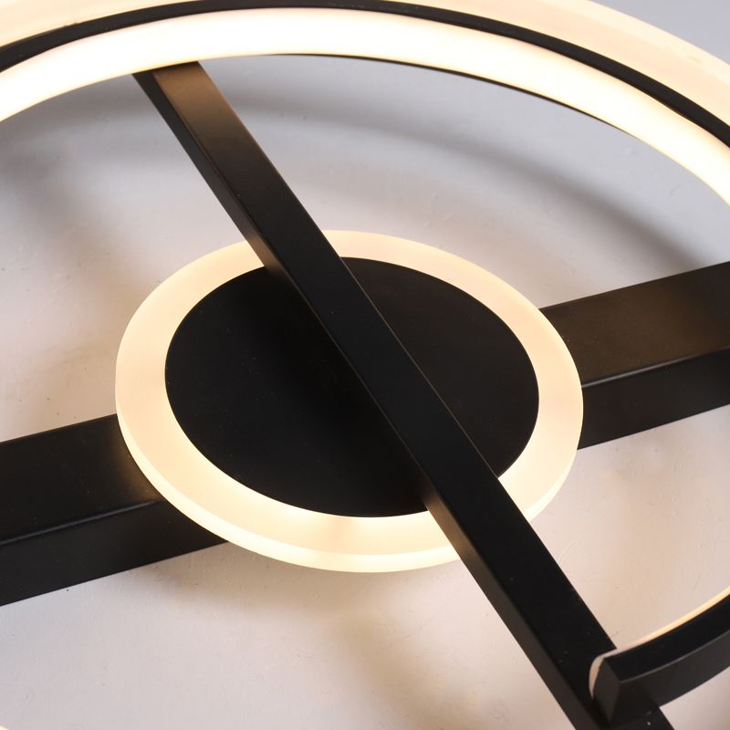 16"/19.5" Wide Circle Acrylic Ceiling Mounted Light Contemporary Black/White LED Flush Light in Warm/White/3 Color Light