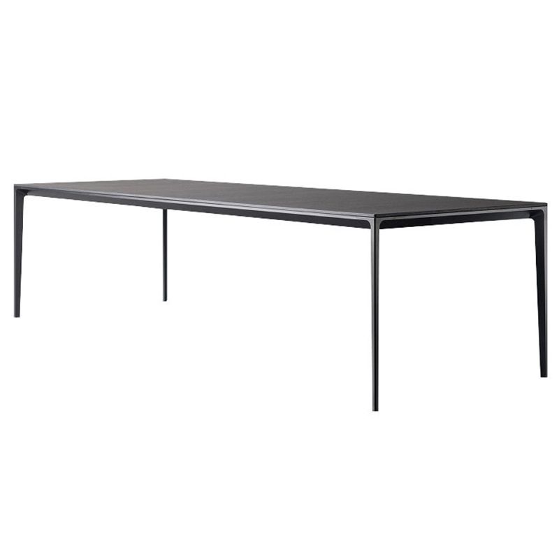 Simplicidad Mesa de comedor de piedra sinterizada Mesa rectangular con cuatro patas metálicas