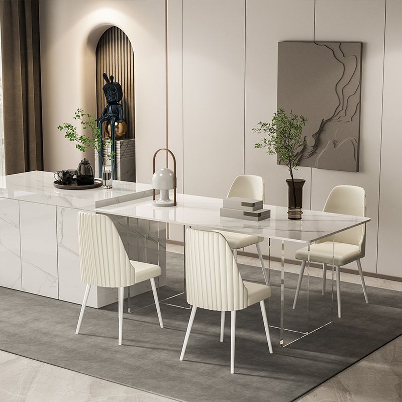 Sintered Stone Dining Table Modern Acrylic Base Table for Kitchen