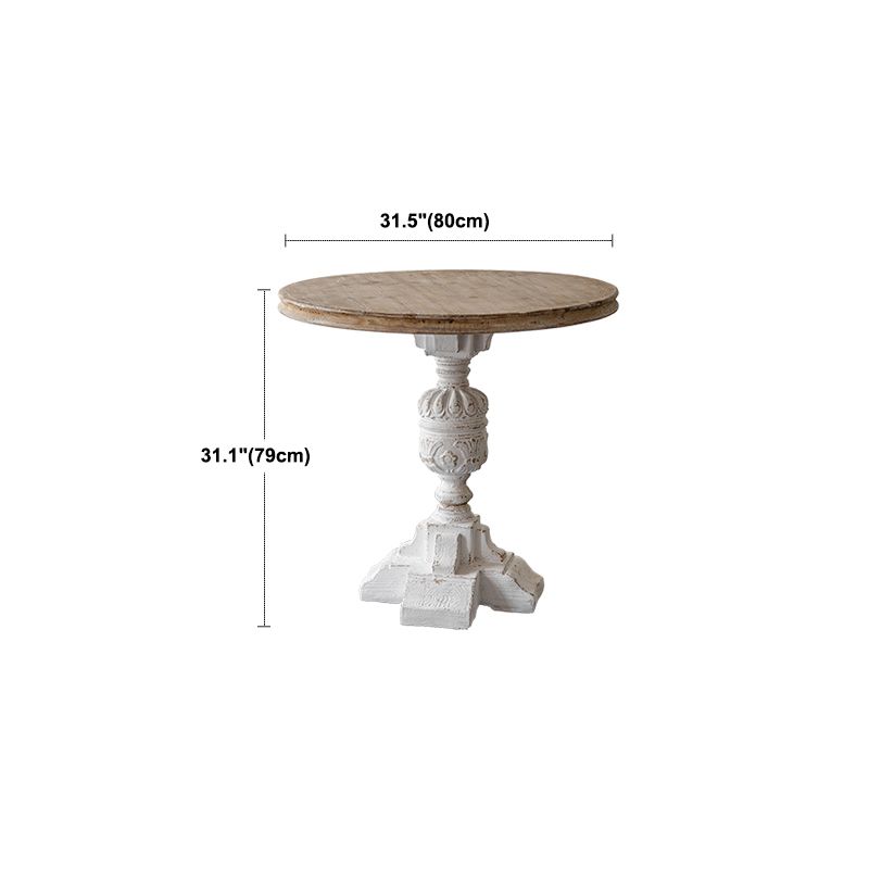 French Country Distressed Cocktail Table Wooden Round Top Shape Coffee Table