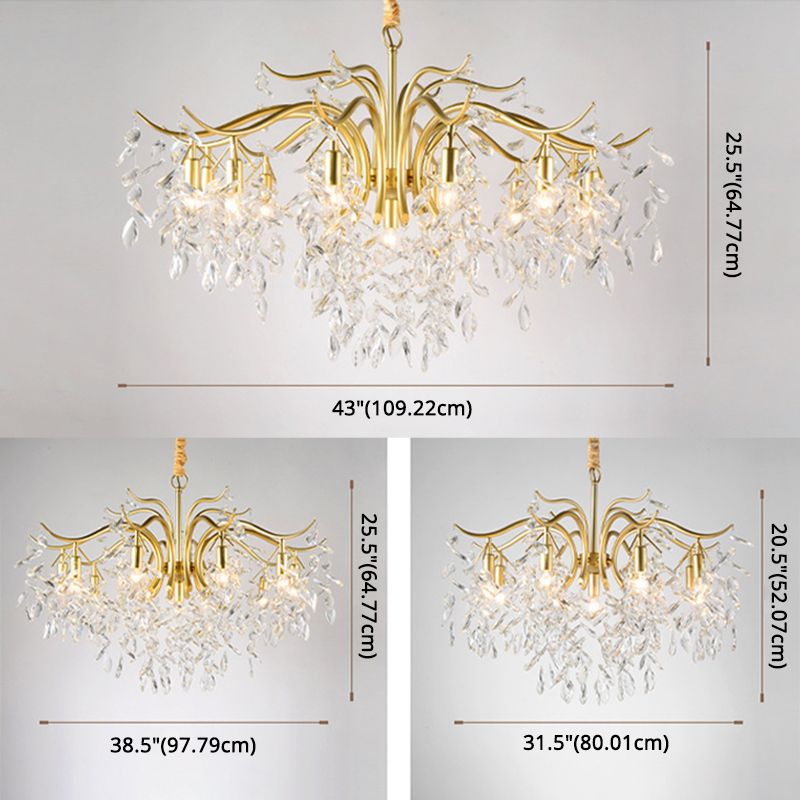 Branches Shaped French Style Crystal Pendant Light Multi-lights Dining Room Lighting Fixture with 17.7" Suspension Chain