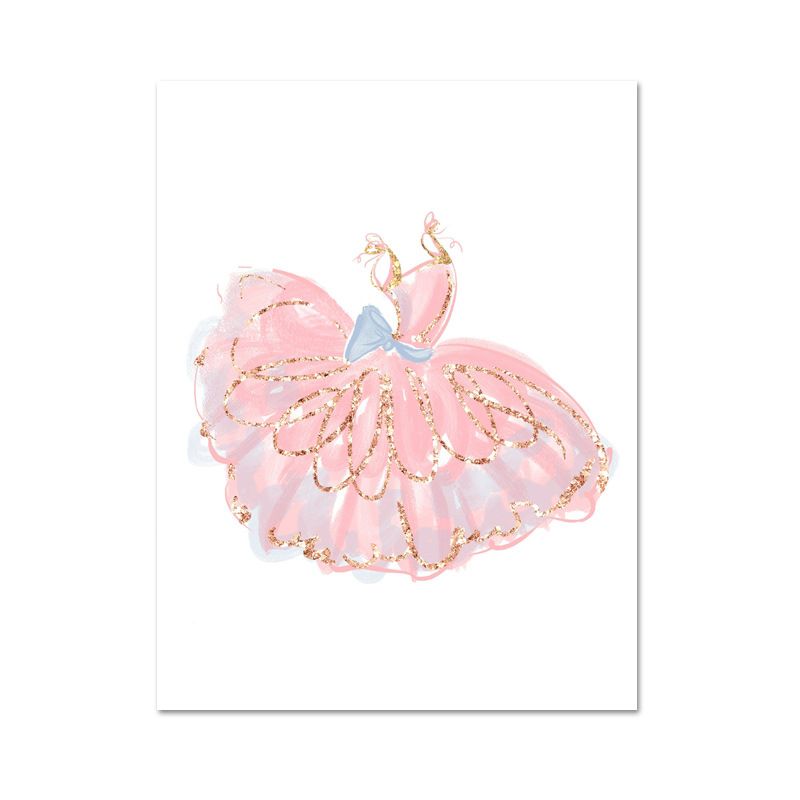 Glam Dancing Dress Graphic Wrapped Canvas Kids Style Textured Wall Art Decor in Pink